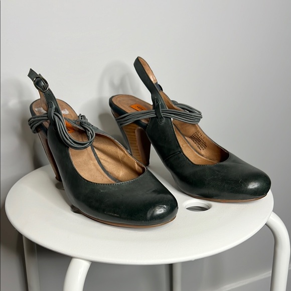Miz Mooz Silva Gray ish green ish Slingback Heels - Picture 6 of 12